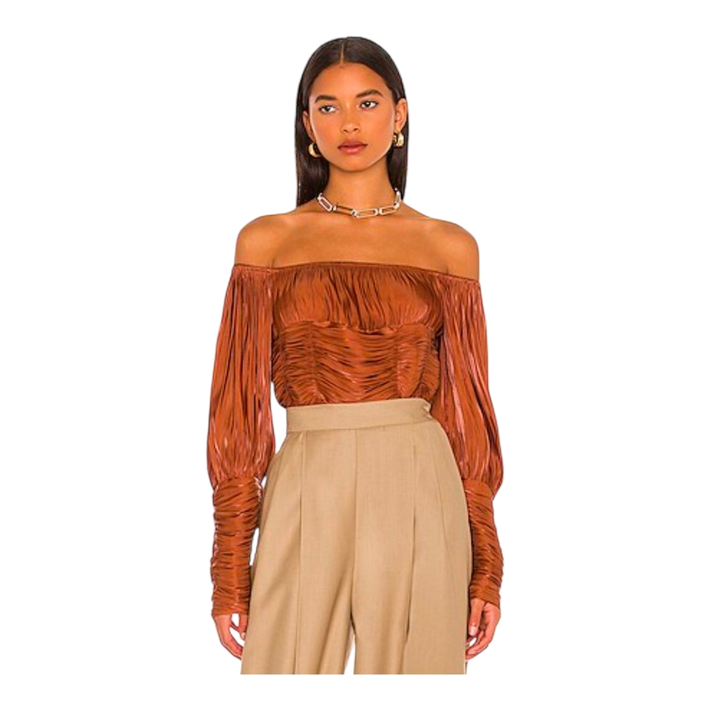 Elegant Off-Shoulder Brown Top